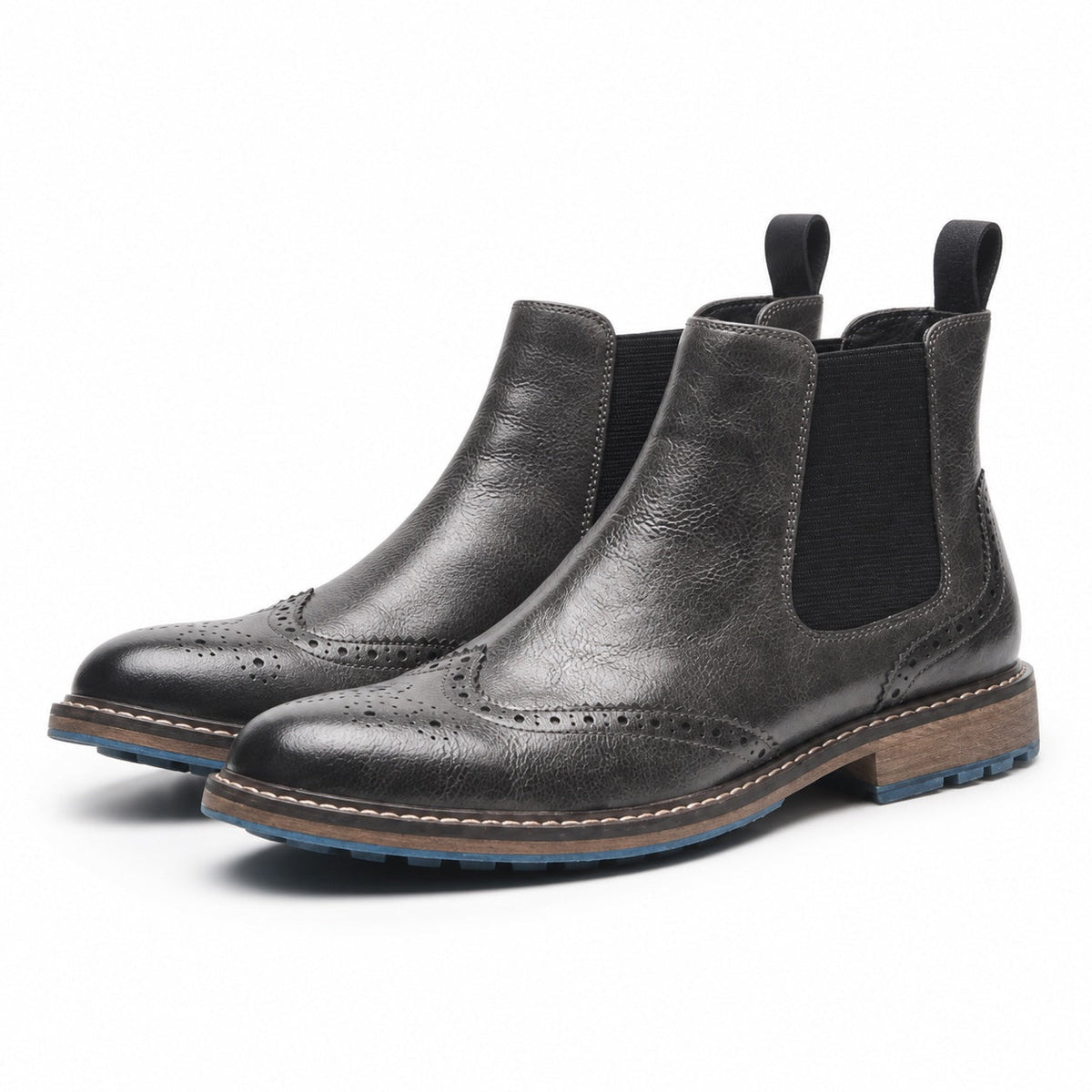 Men's Brogue Faux Leather Chelsea Boots