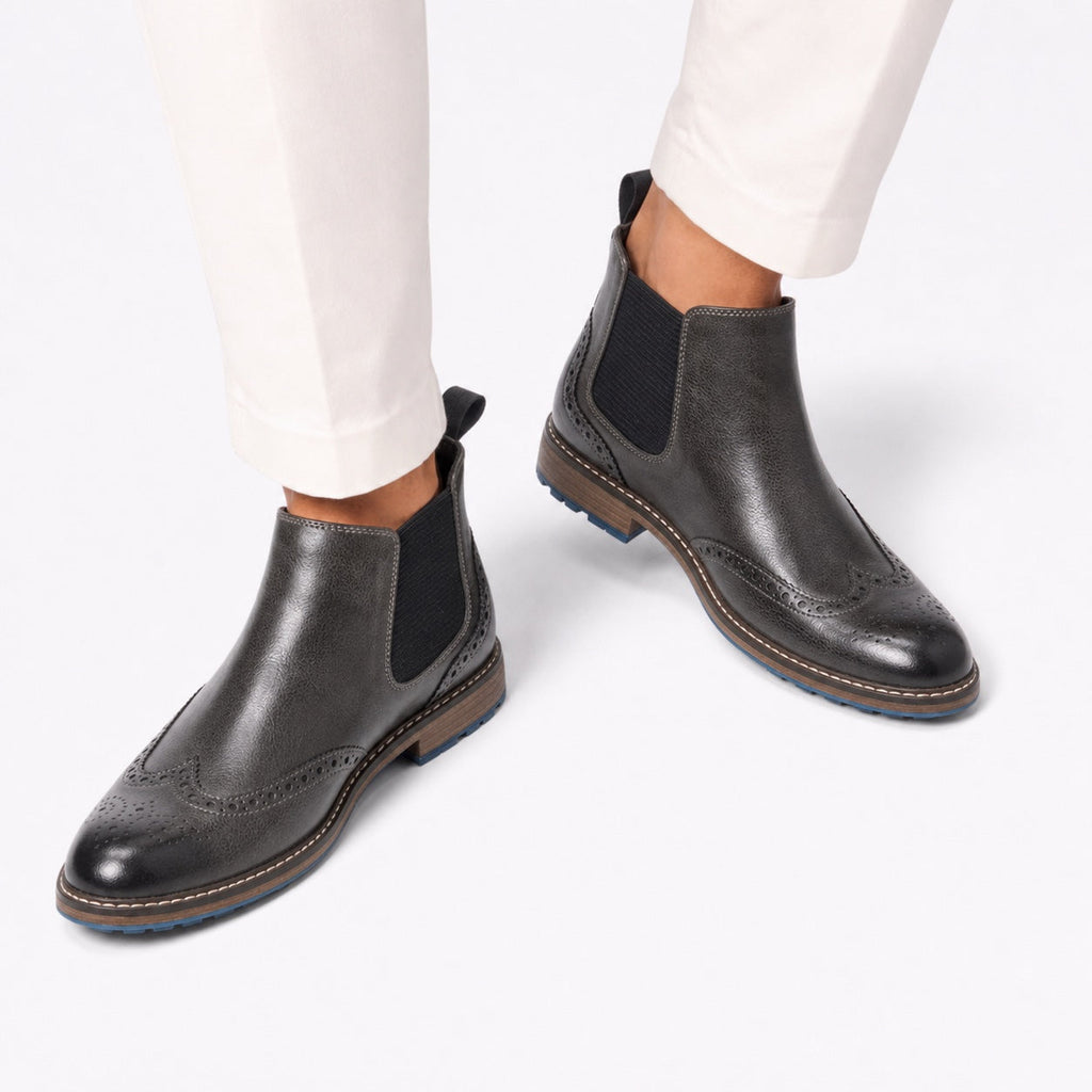 Men's Brogue Faux Leather Chelsea Boots