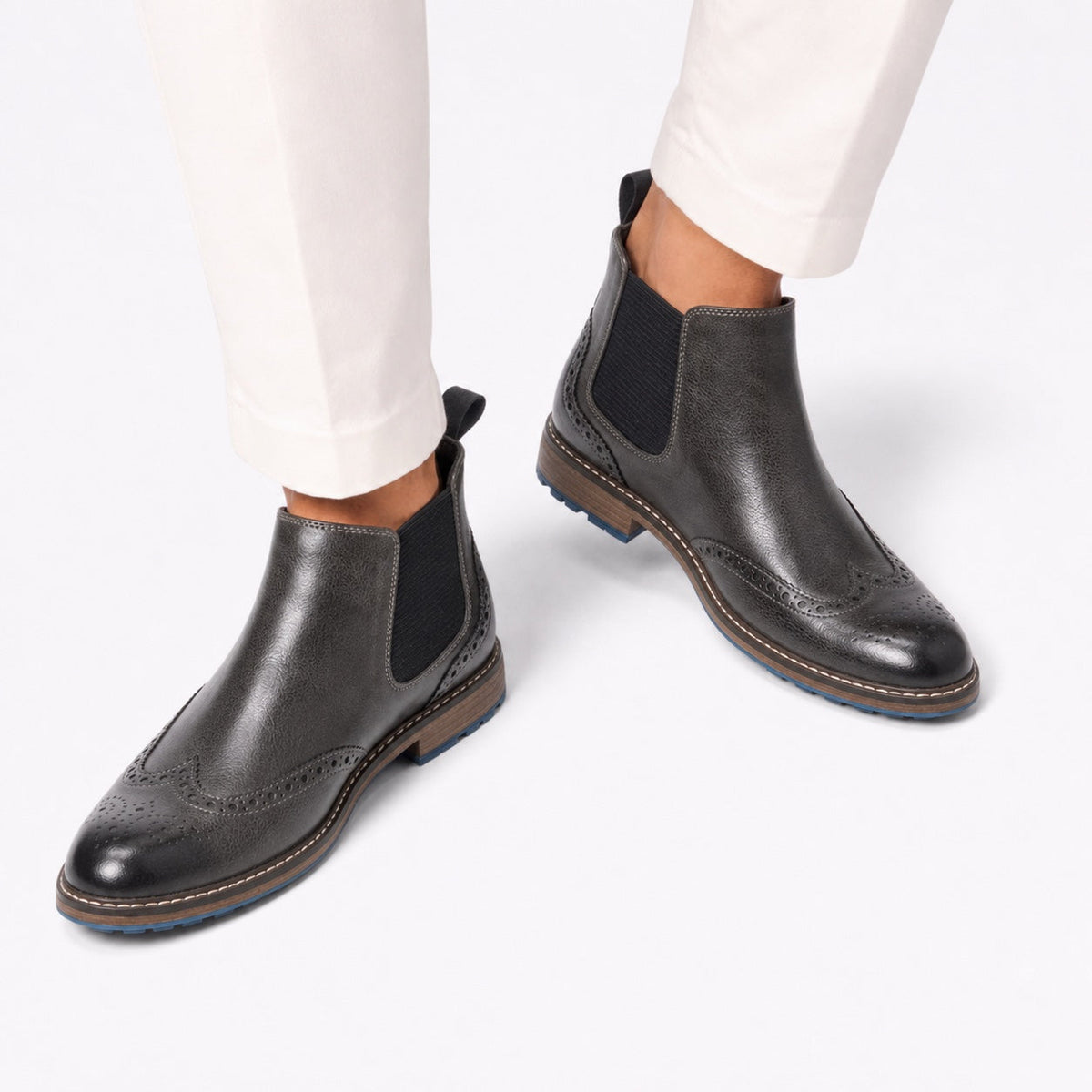 Men's Brogue Faux Leather Chelsea Boots
