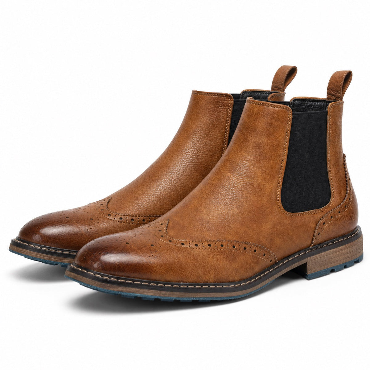 Men's Brogue Faux Leather Chelsea Boots