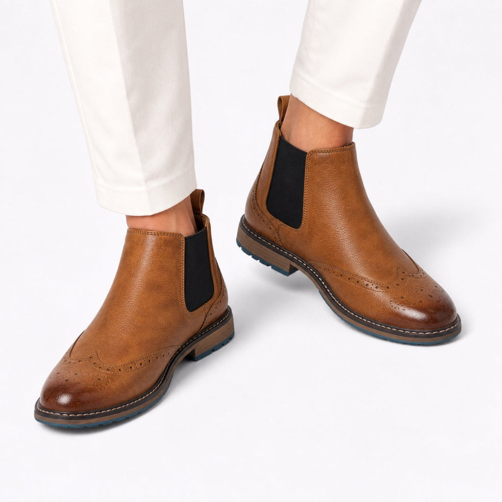 Men's Brogue Faux Leather Chelsea Boots