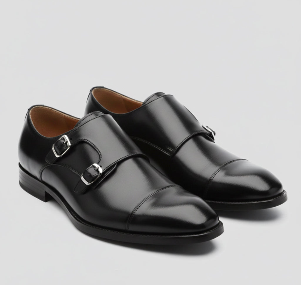 Men's Buckle Faux Leather Monk Strap Shoes