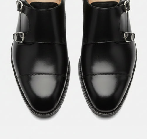 Men's Buckle Faux Leather Monk Strap Shoes