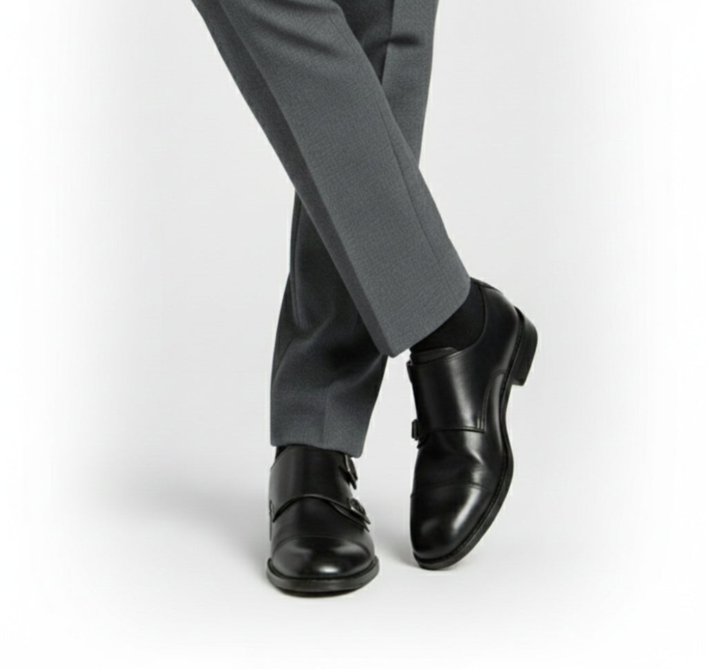 Men's Buckle Faux Leather Monk Strap Shoes