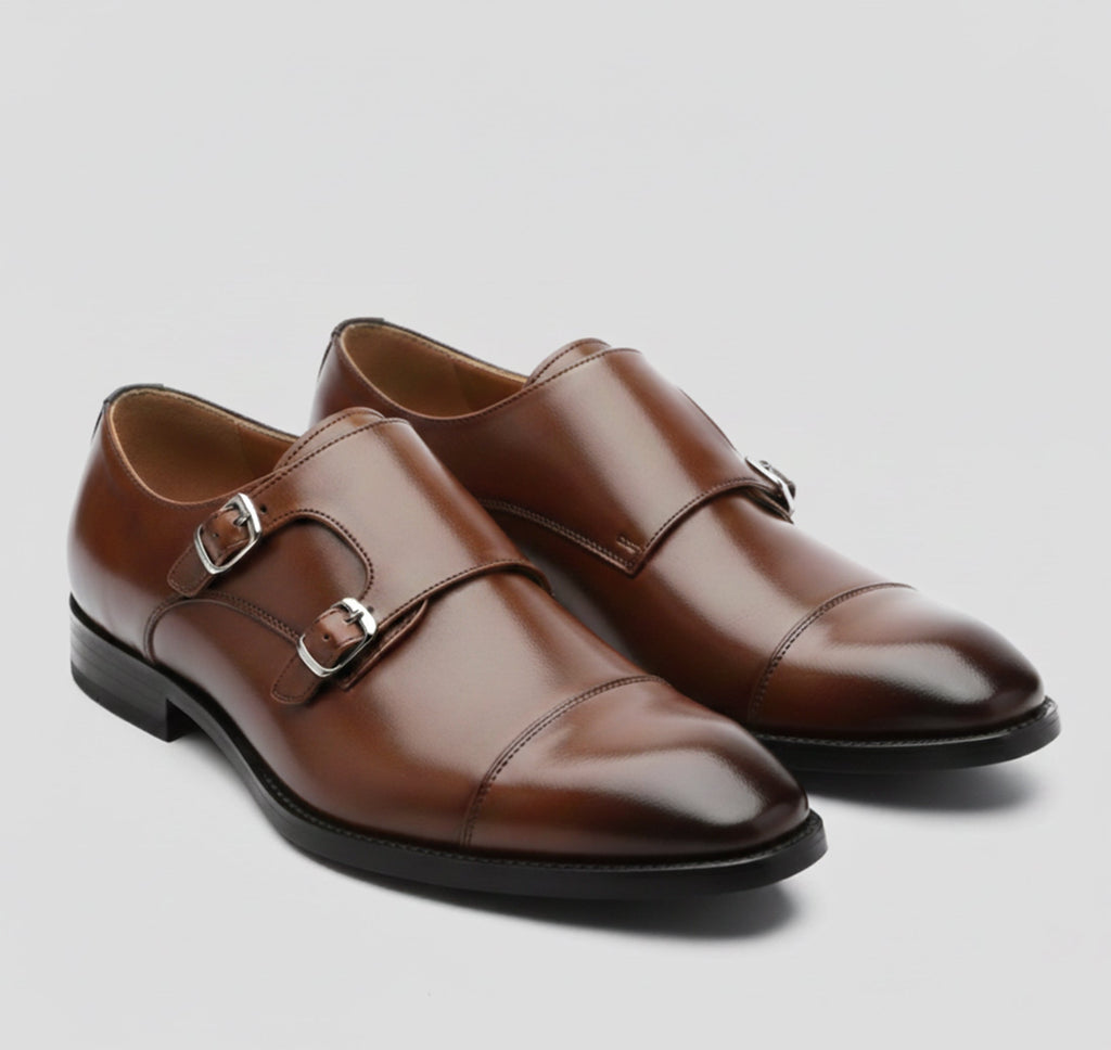 Men's Buckle Faux Leather Monk Strap Shoes
