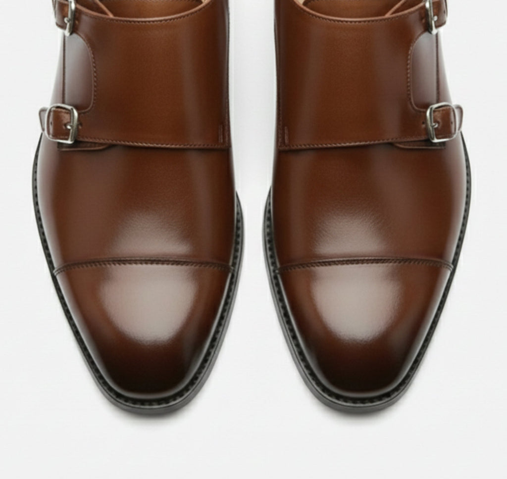 Men's Buckle Faux Leather Monk Strap Shoes