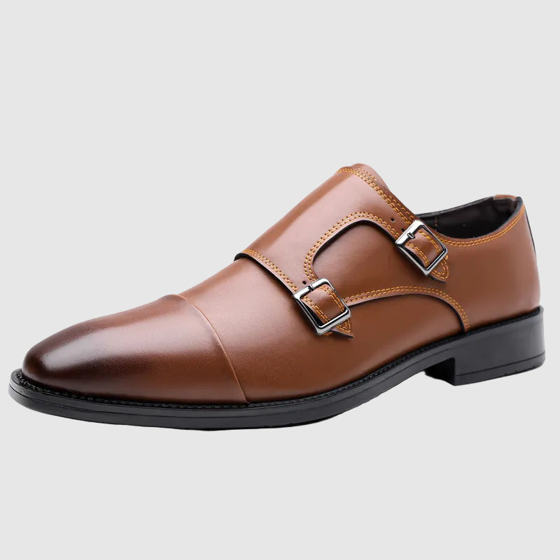 Men's Buckle Faux Leather Monk Strap Shoes