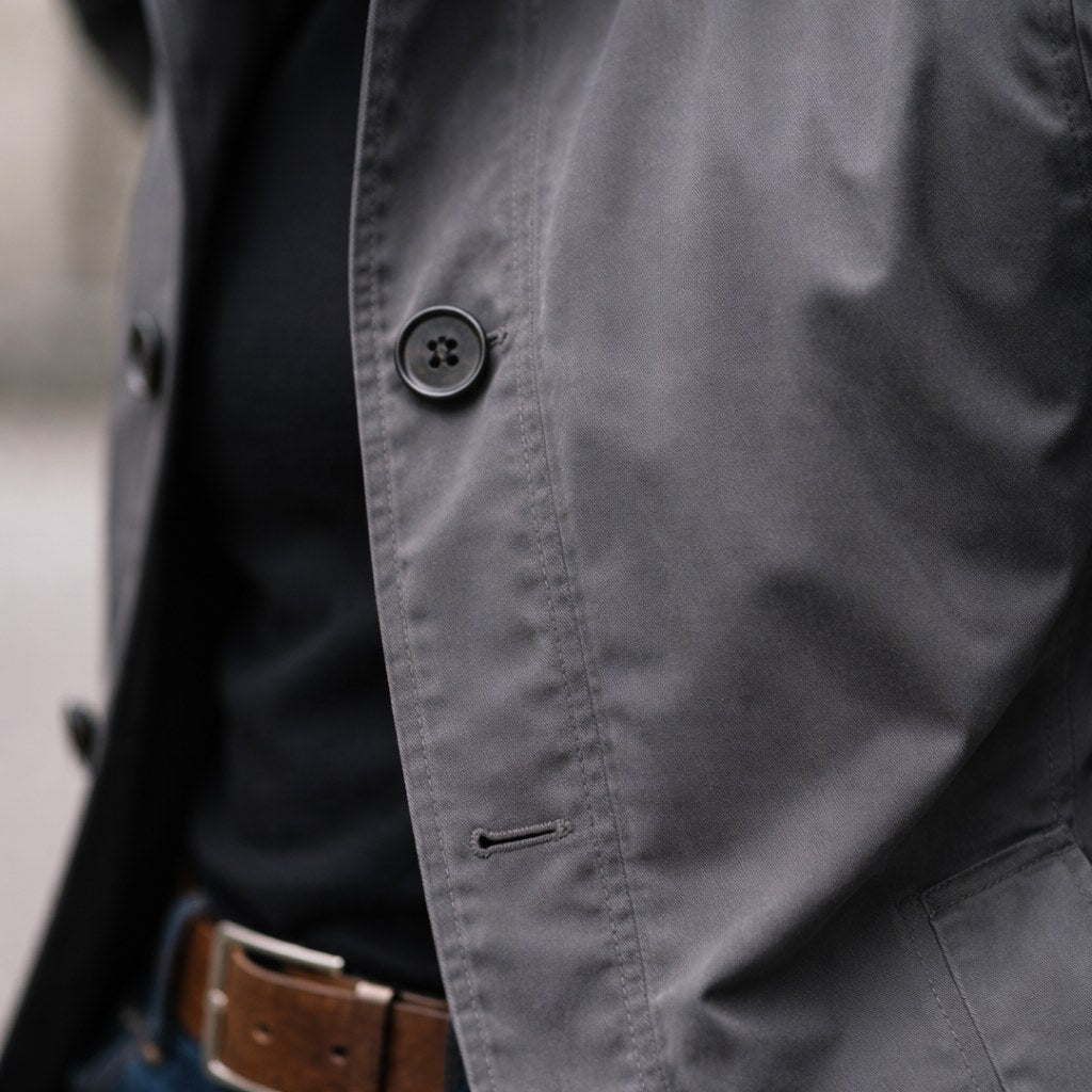 Men's Collared Button-Up Weather Overcoat