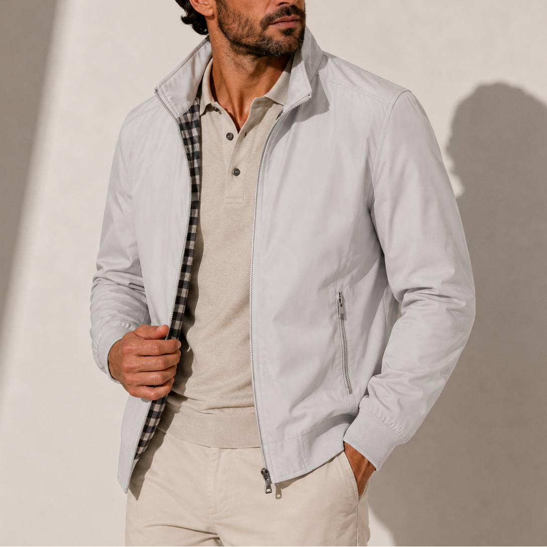 Men's High Collar Zip-Up Bomber Jacket