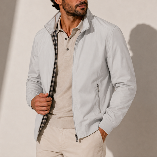 Men's High Collar Zip-Up Bomber Jacket