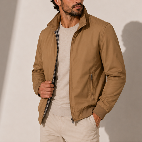 Men's High Collar Zip-Up Bomber Jacket