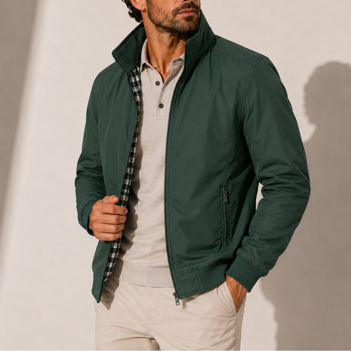 Men's High Collar Zip-Up Bomber Jacket