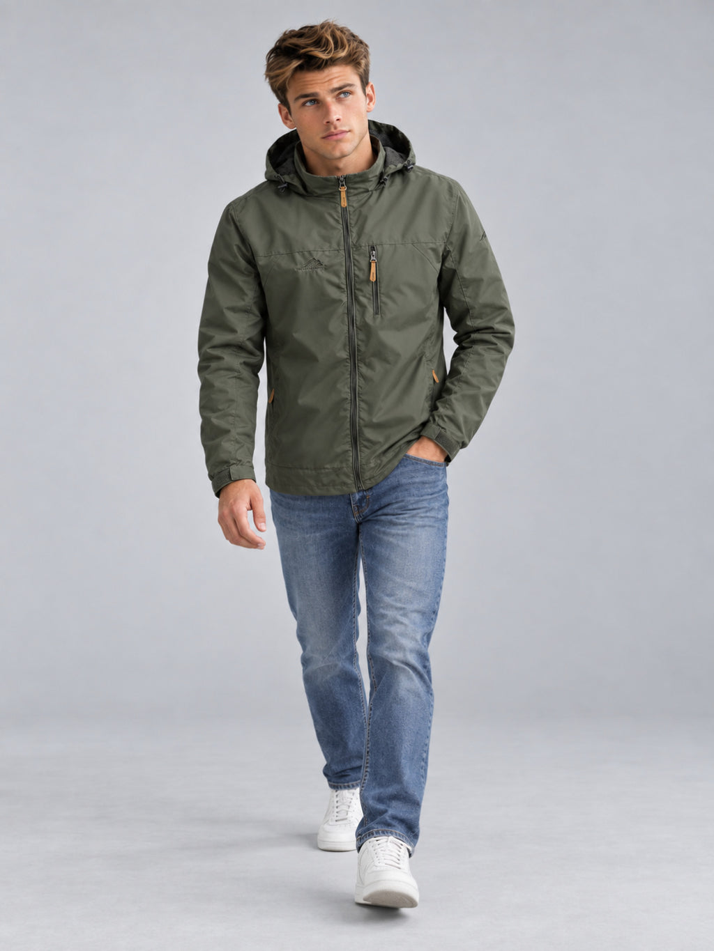 Men's Hooded Waterproof Windbreaker Jacket