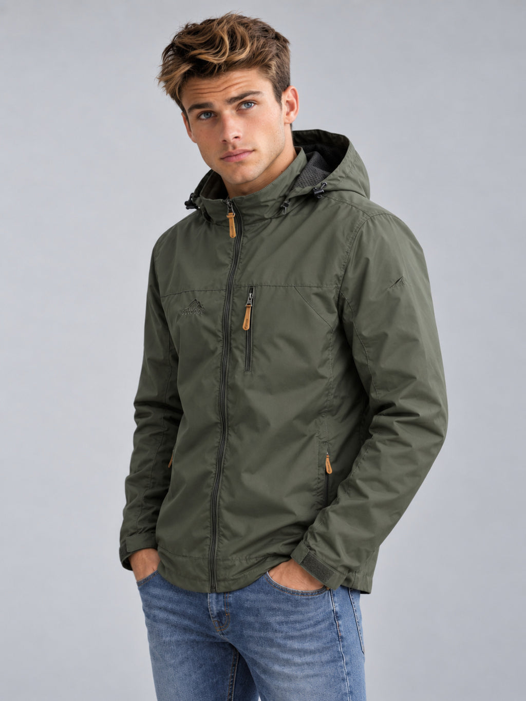 Men's Hooded Waterproof Windbreaker Jacket