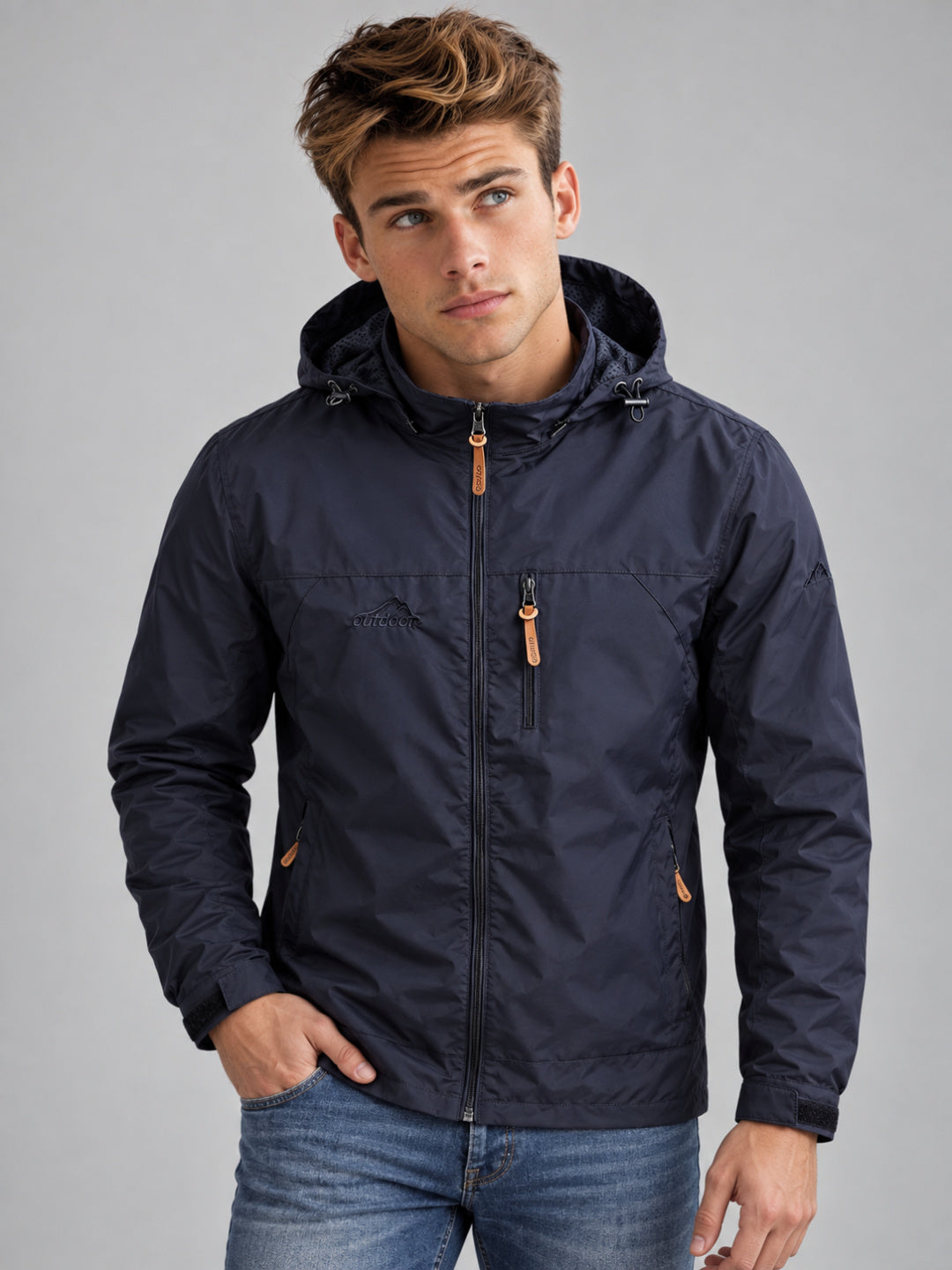 Men's Hooded Waterproof Windbreaker Jacket