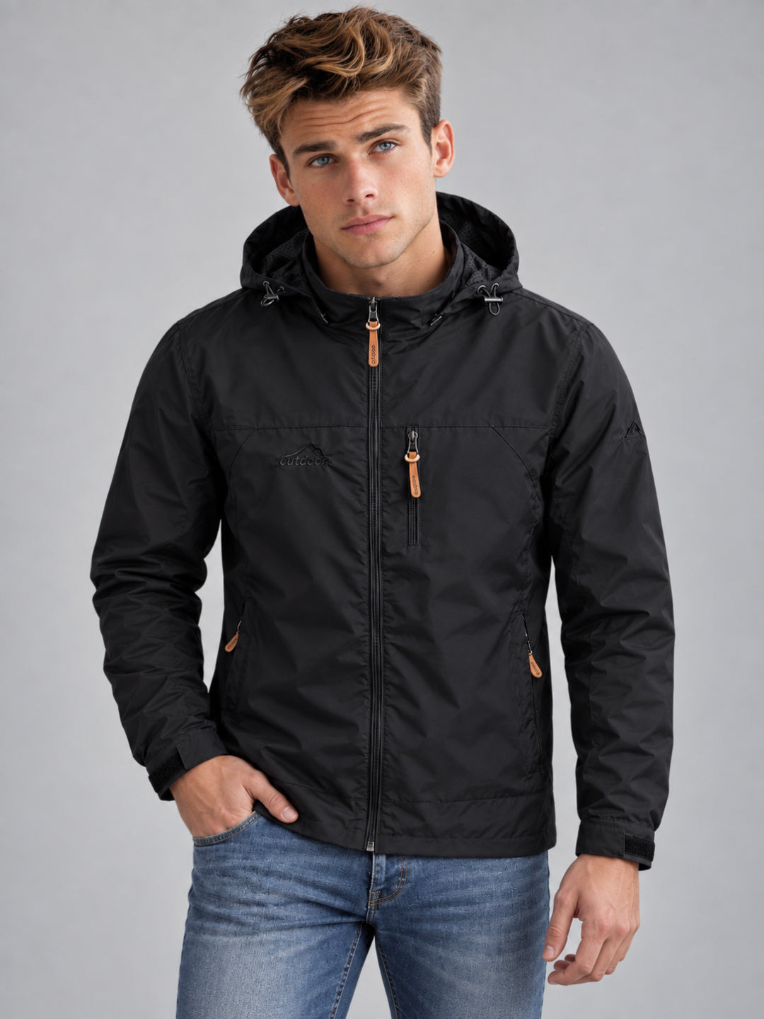 Men's Hooded Waterproof Windbreaker Jacket