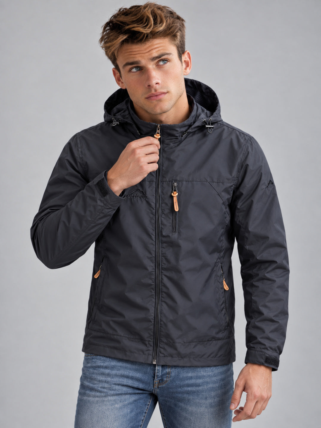 Men's Hooded Waterproof Windbreaker Jacket