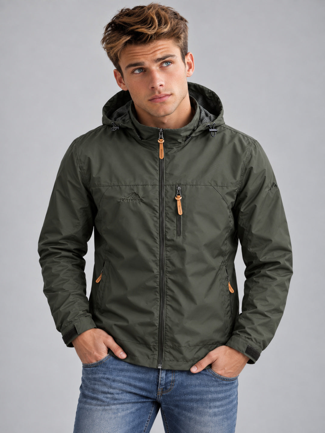 Men's Hooded Waterproof Windbreaker Jacket