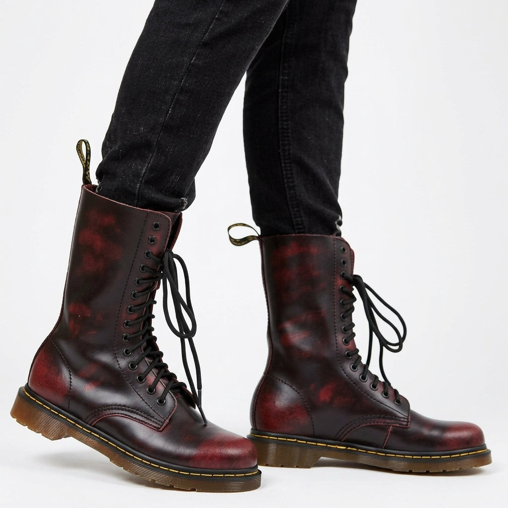 Men's Lace-Up Leather Combat Boots