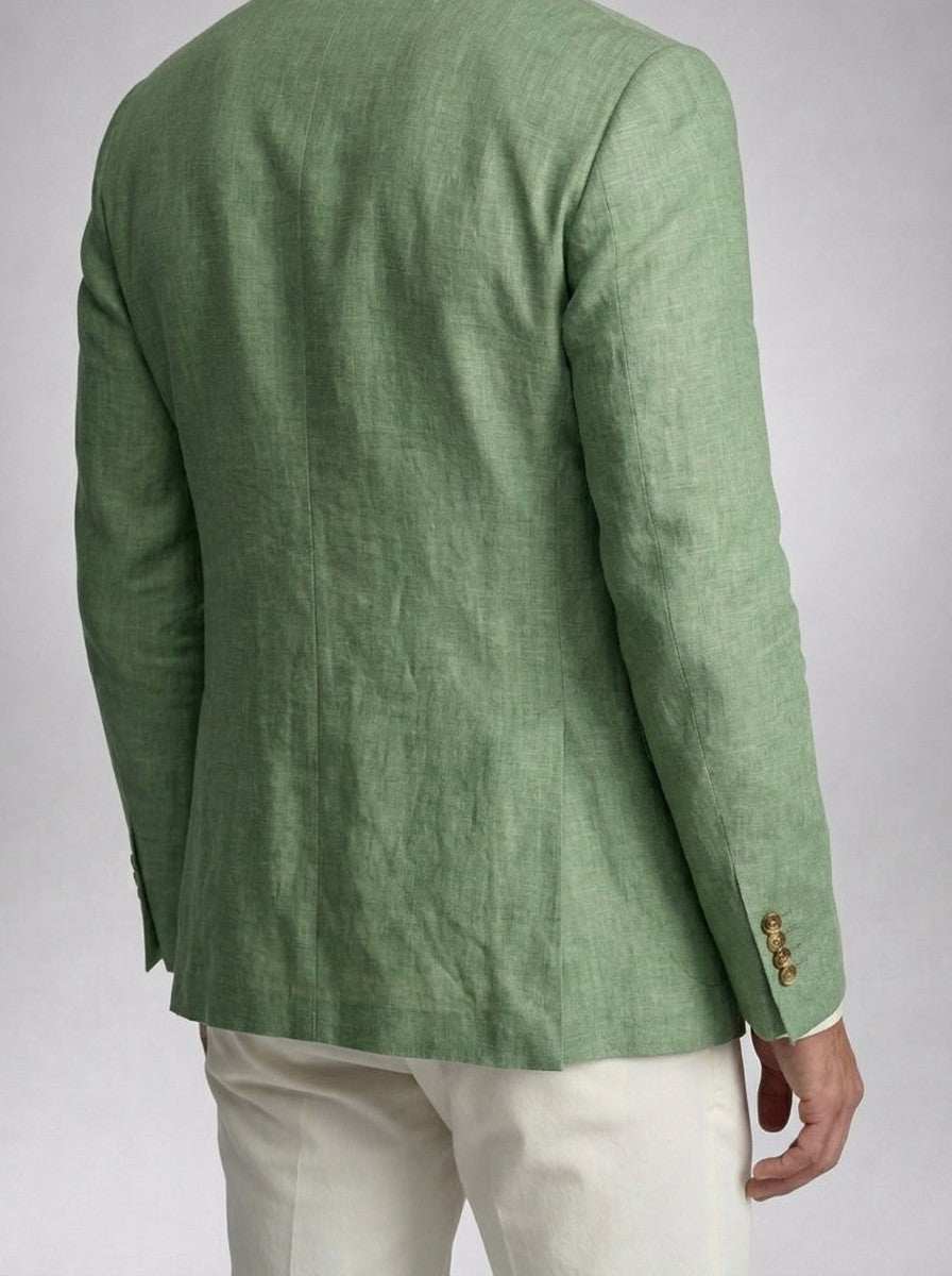 Men's Linen Peak Lapel Double Breasted Blazer