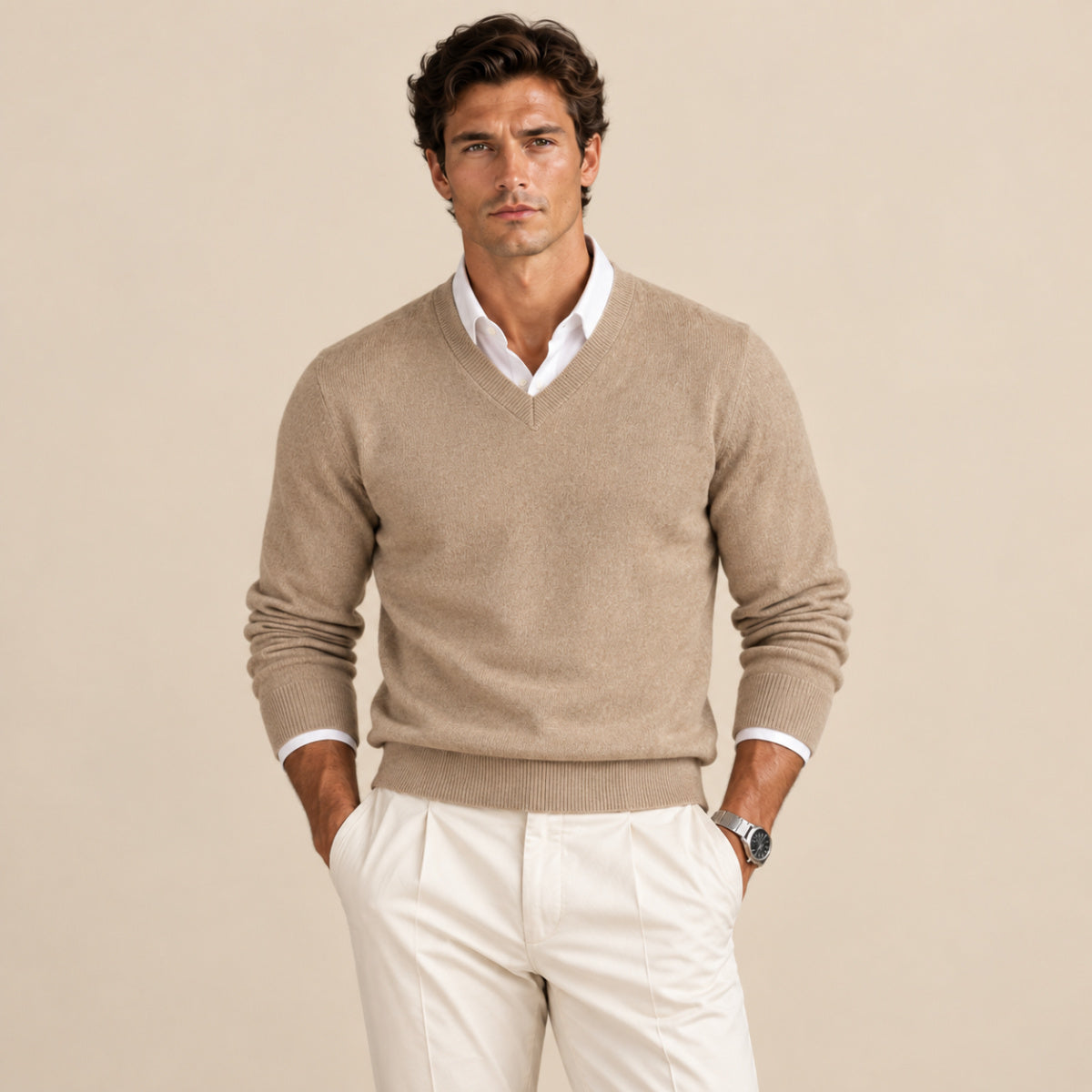 Men's V Neck Cashmere Jumper