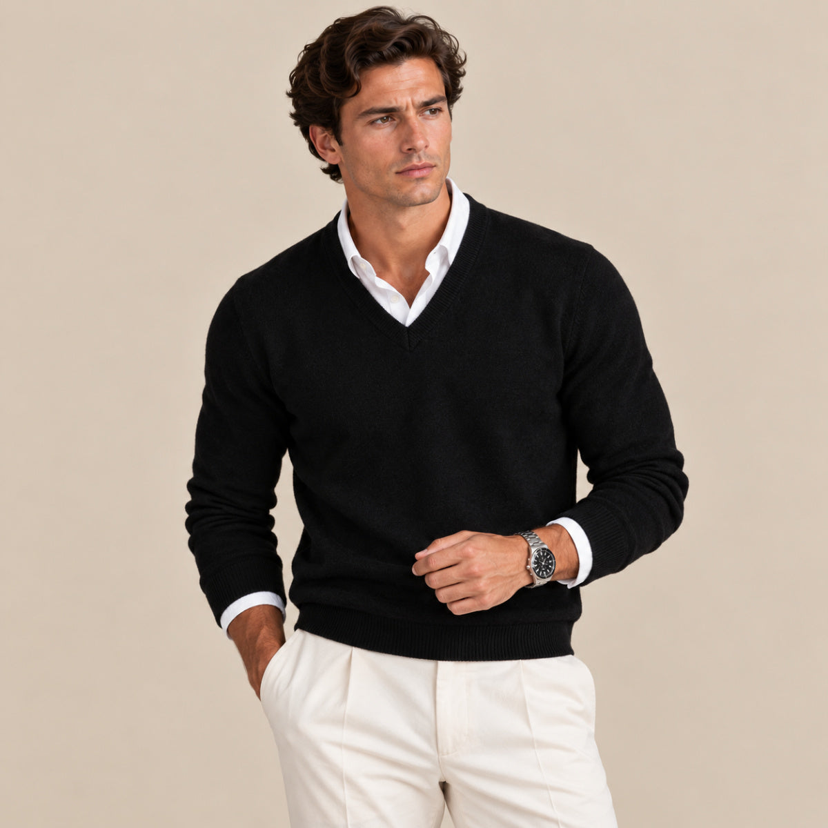 Men's V Neck Cashmere Jumper