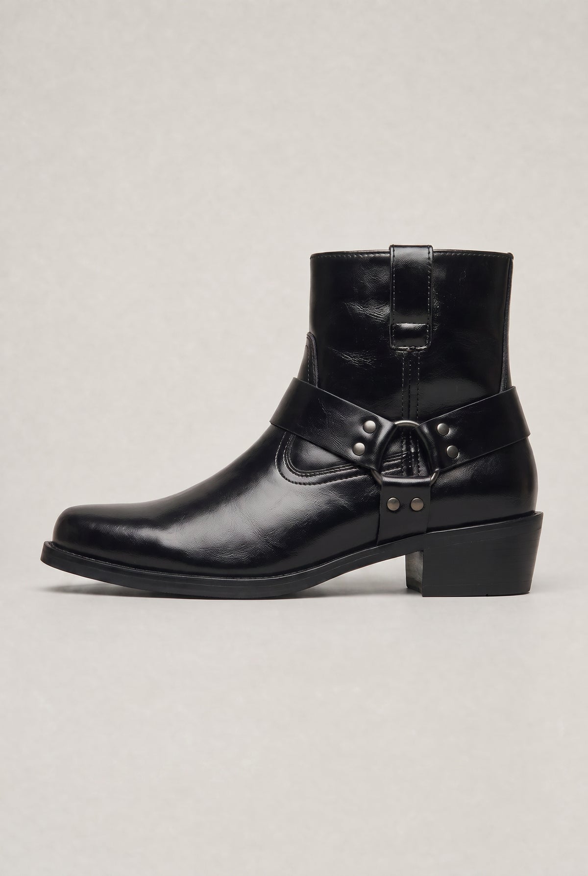 Men's Zip-Up Faux Leather Harness Ankle Boots