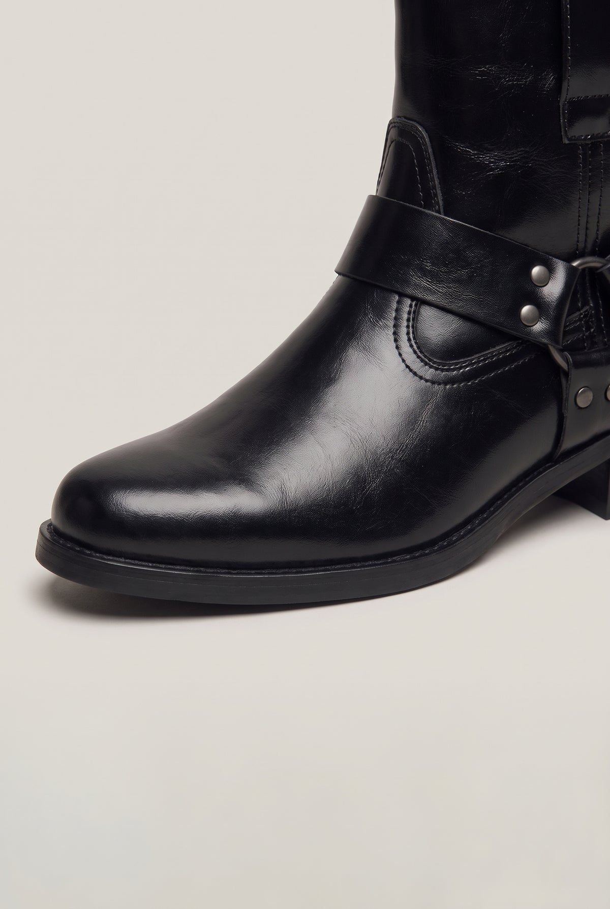 Men's Zip-Up Faux Leather Harness Ankle Boots