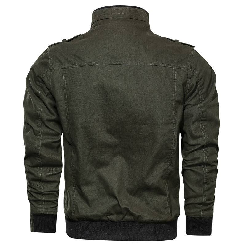 Slim Zip-Up High Collar Bomber Jacket