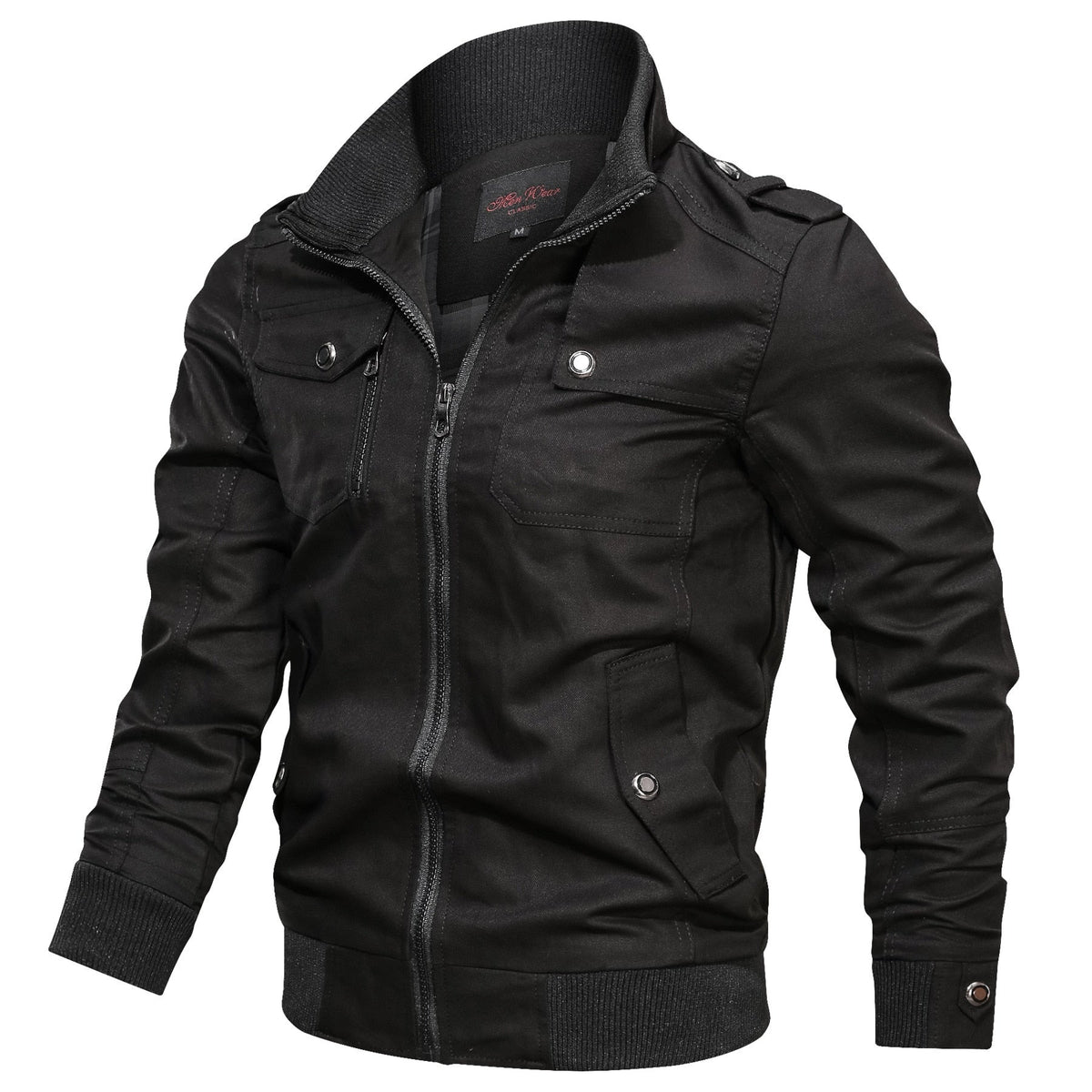 Slim Zip-Up High Collar Bomber Jacket