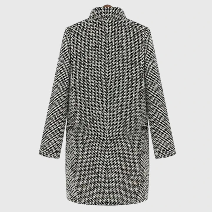 Women's Button-Up Houndstooth Longline Coat