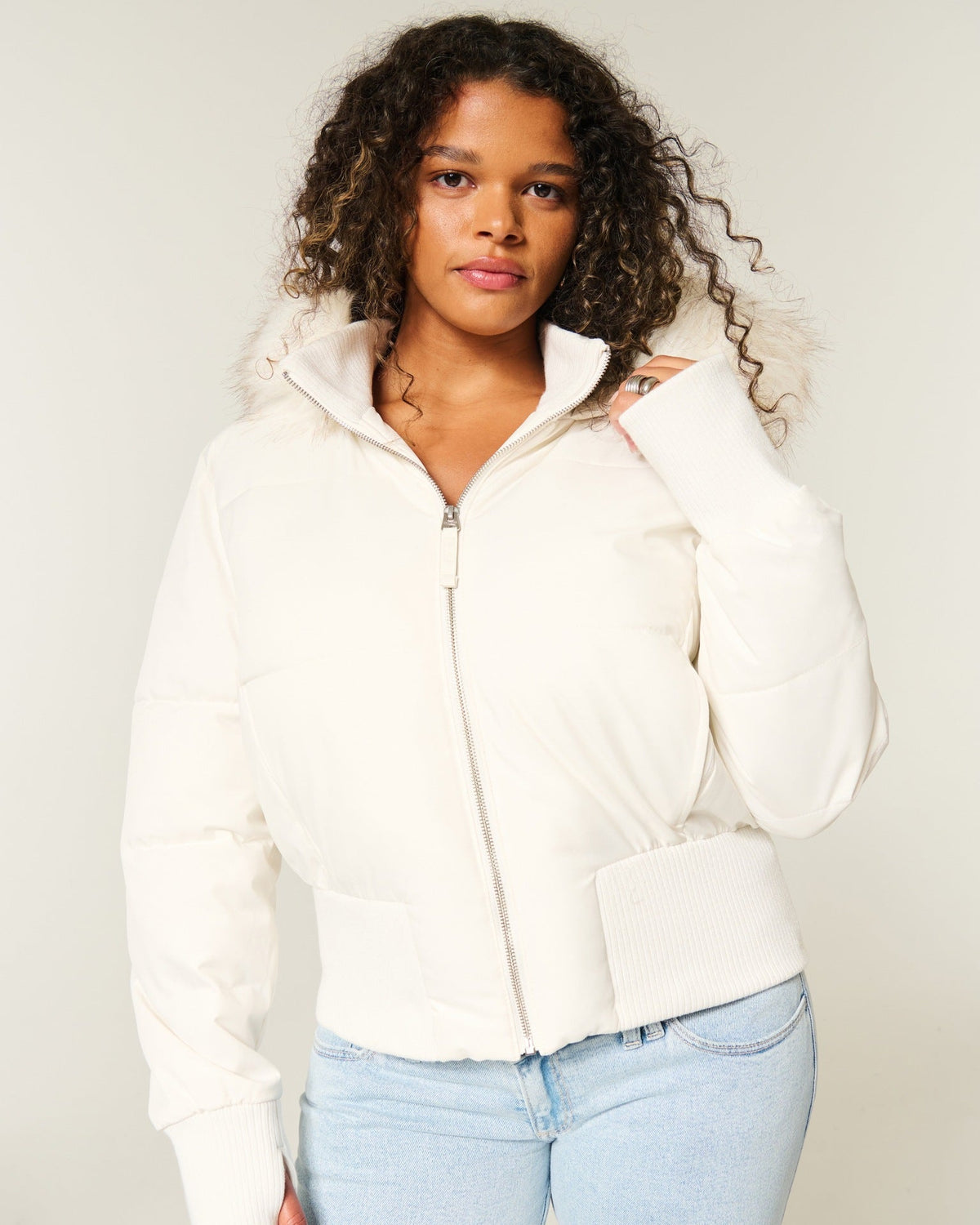 Women's Cropped Quilted Hooded Puffer Jacket