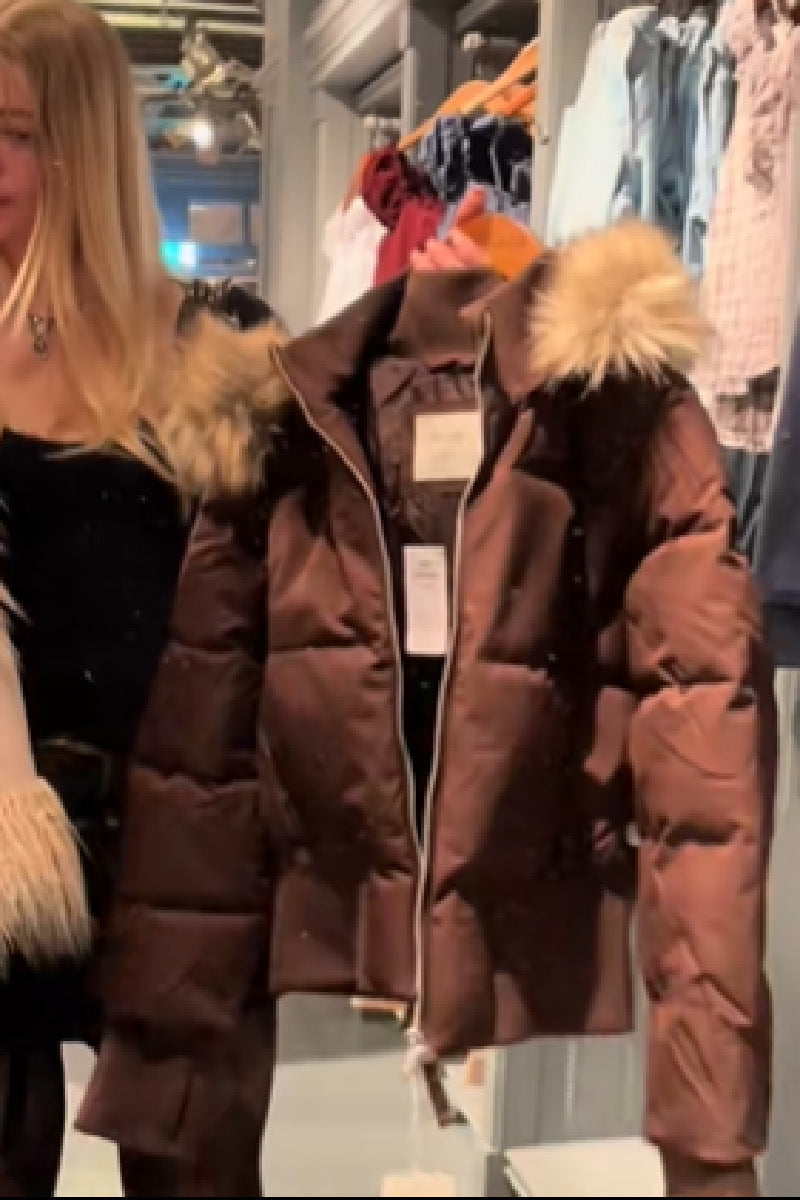 Women's Cropped Quilted Hooded Puffer Jacket