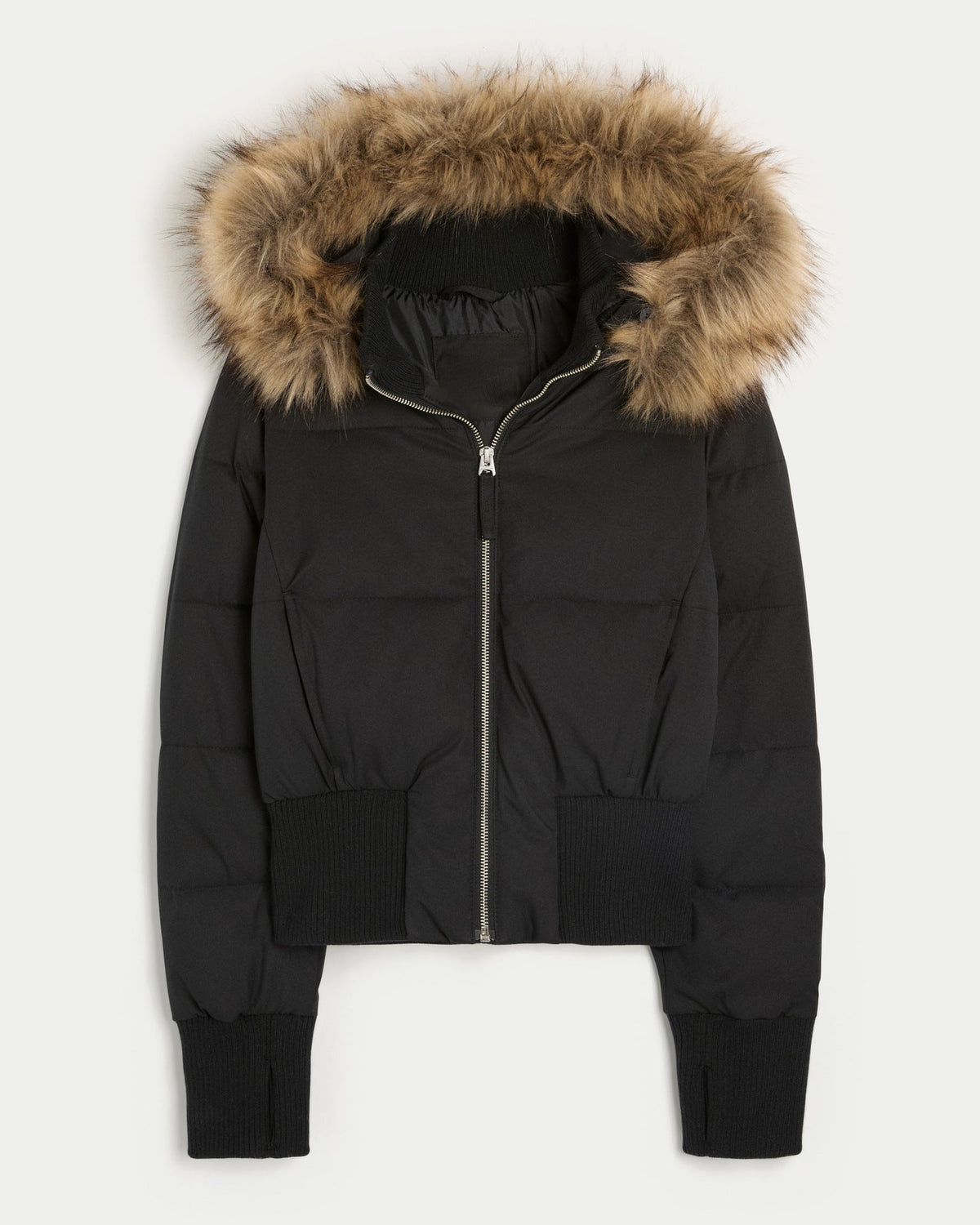 Women's Cropped Quilted Hooded Puffer Jacket
