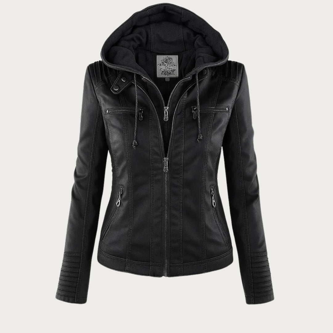 Women's Hooded Biker Jacket