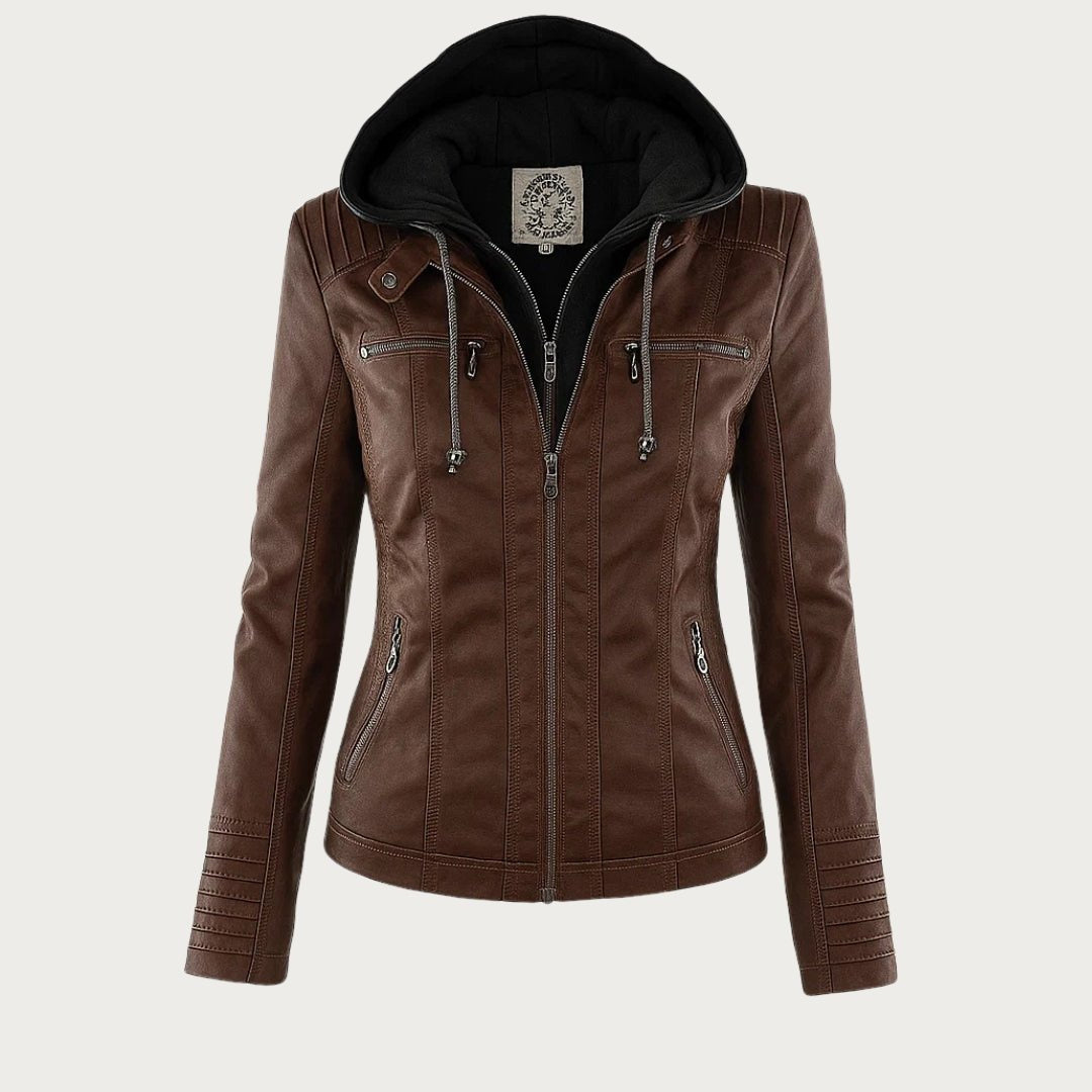 Women's Hooded Biker Jacket