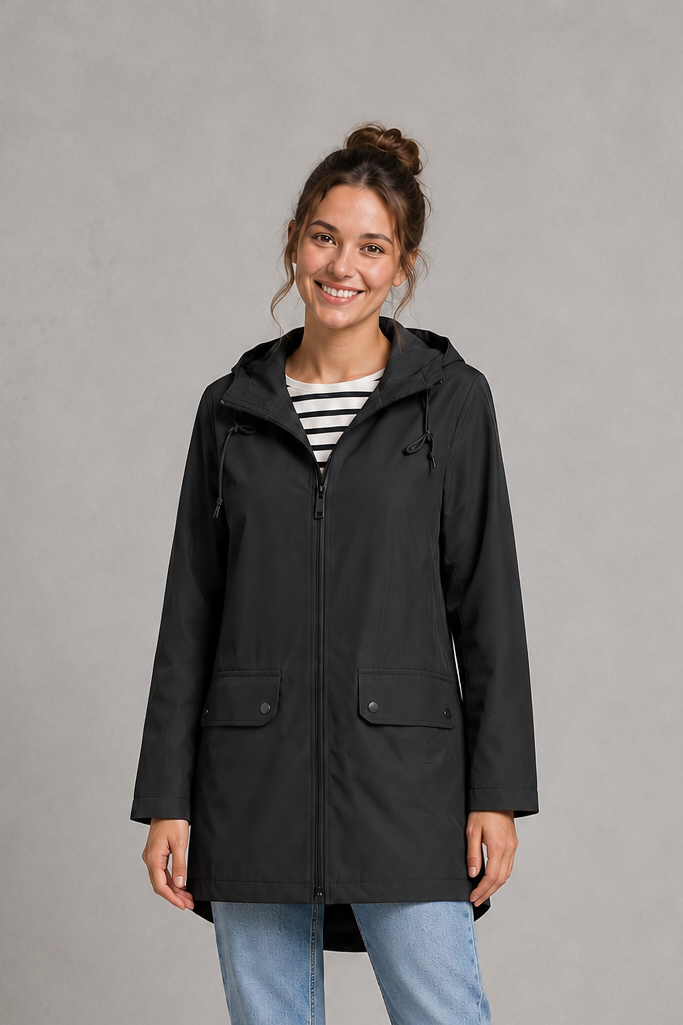 Women's Hooded Zip-Up Waterproof Rain Jacket