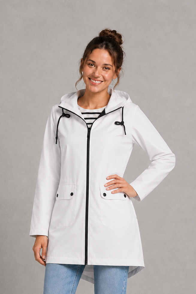 Women's Hooded Zip-Up Waterproof Rain Jacket
