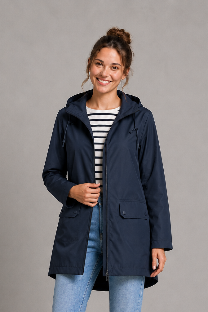 Women's Hooded Zip-Up Waterproof Rain Jacket