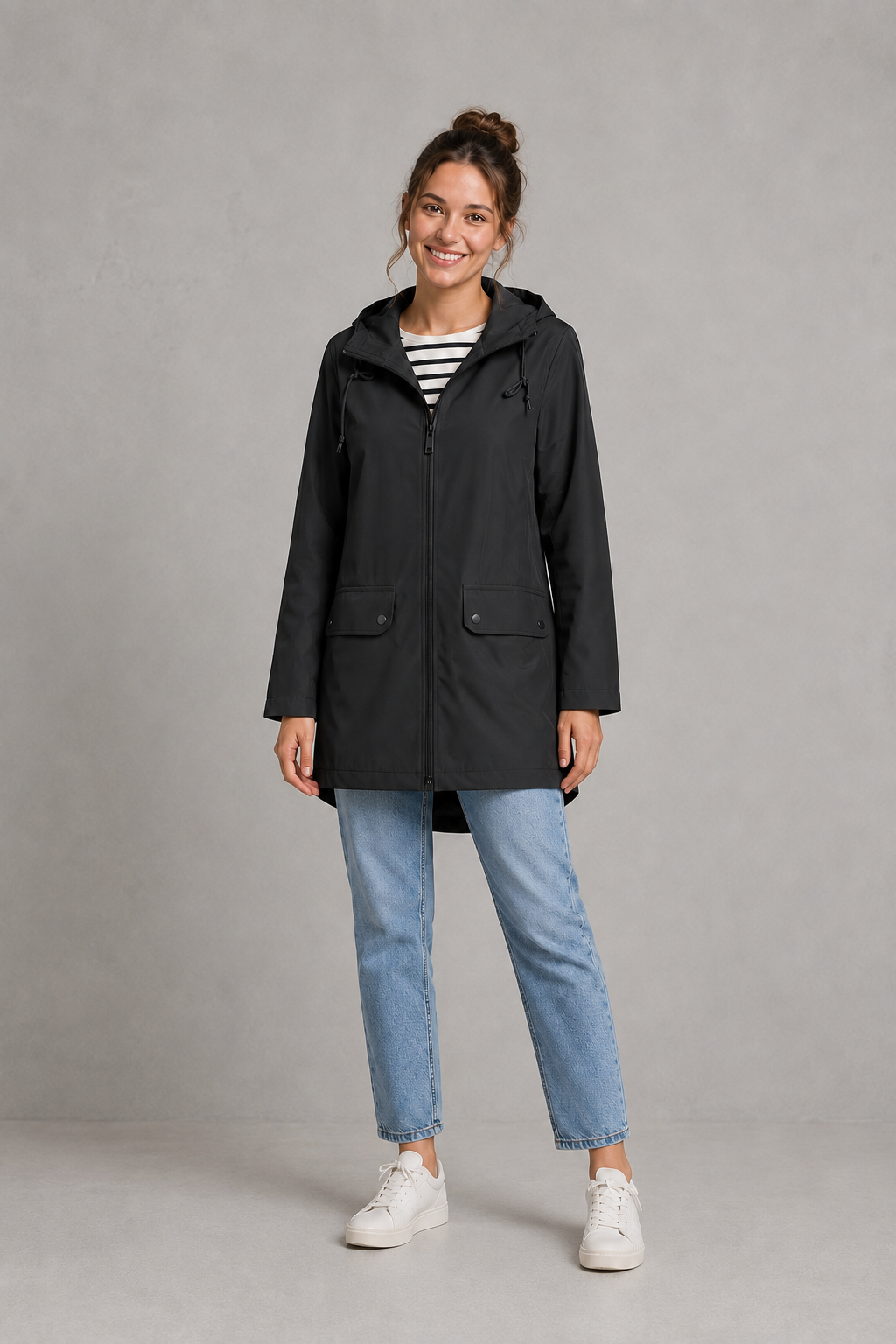 Women's Hooded Zip-Up Waterproof Rain Jacket