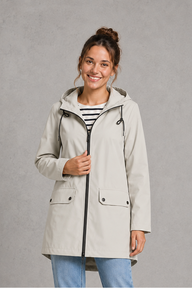 Women's Hooded Zip-Up Waterproof Rain Jacket