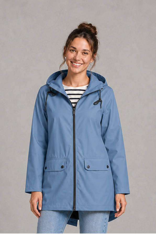 Women's Hooded Zip-Up Waterproof Rain Jacket