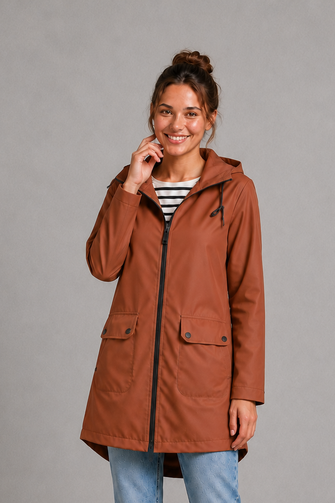 Women's Hooded Zip-Up Waterproof Rain Jacket