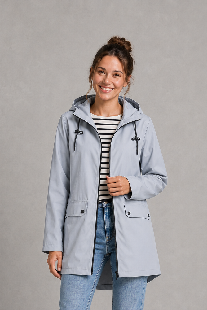 Women's Hooded Zip-Up Waterproof Rain Jacket