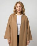 Women's Open Front Collarless Longline Coat