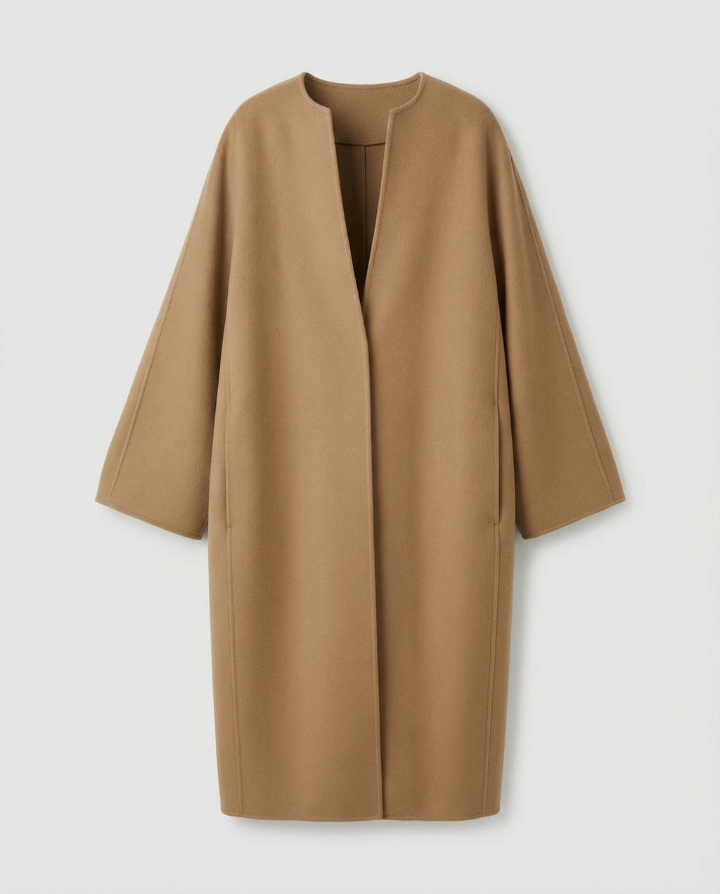 Women's Open Front Collarless Longline Coat