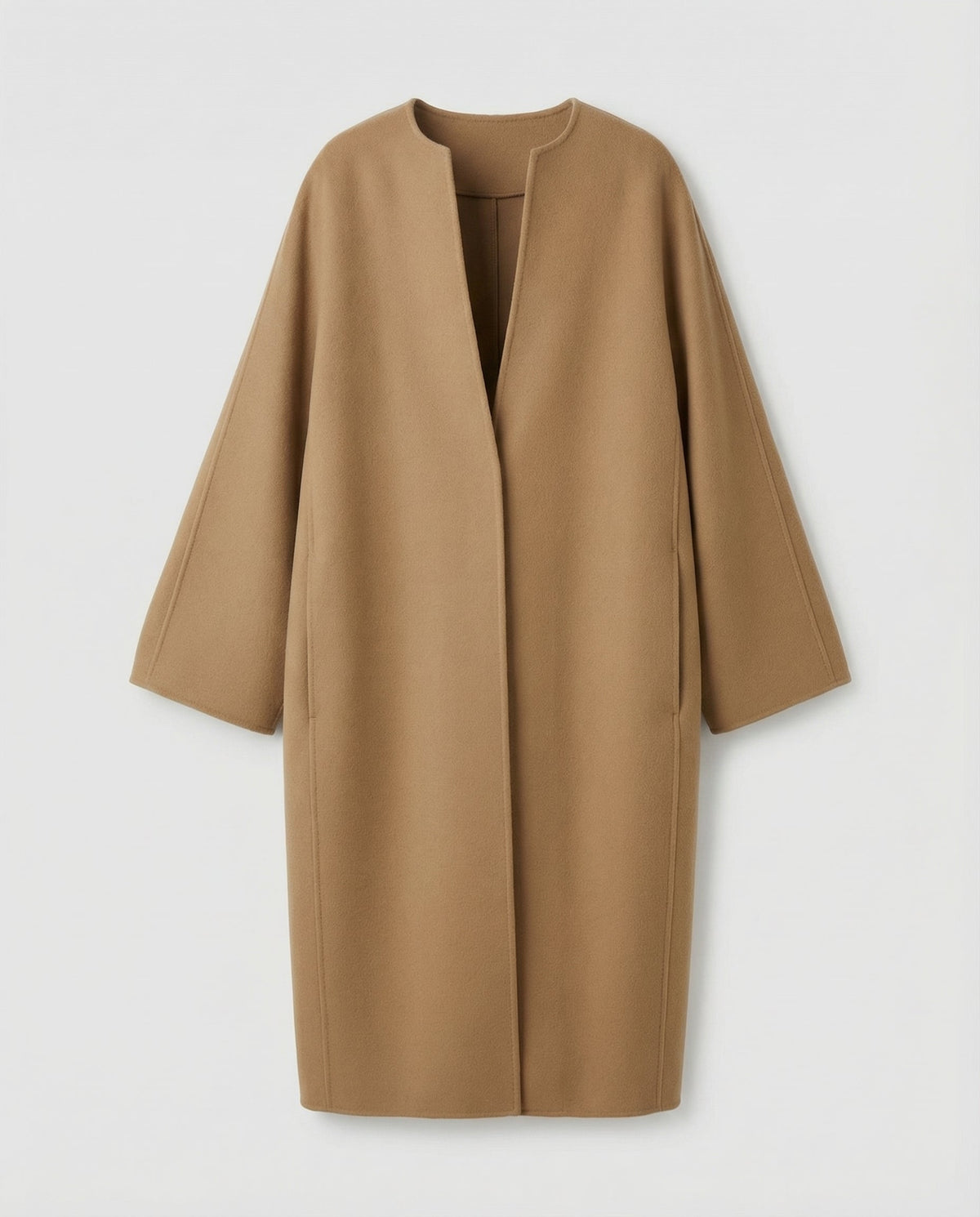 Women's Open Front Collarless Longline Coat