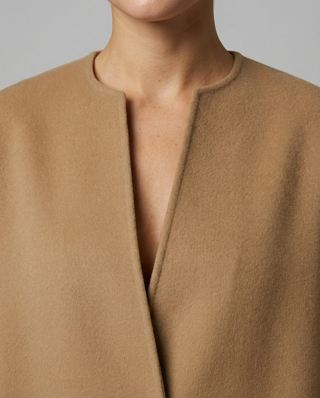 Women's Open Front Collarless Longline Coat