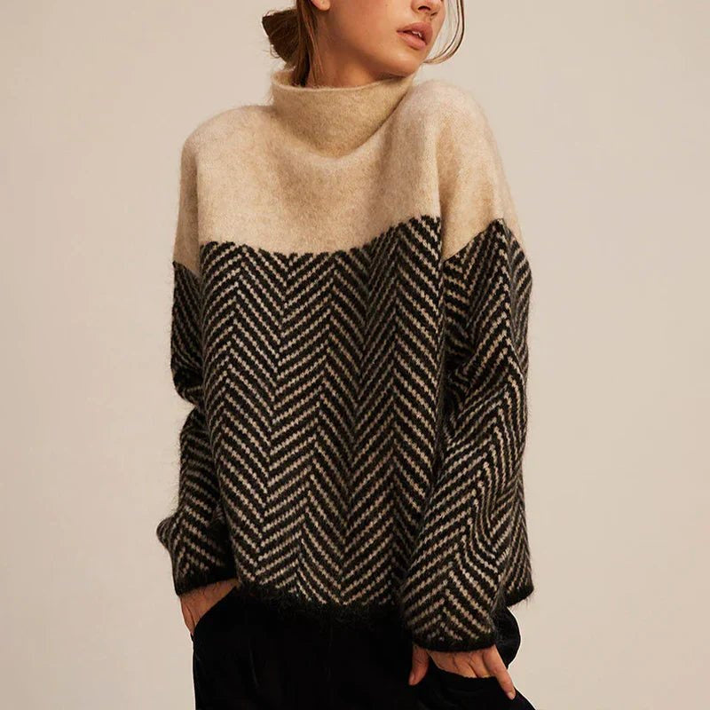 Women's Relaxed High Neck Knitted Jumper