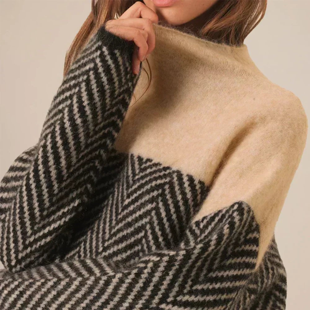 Women's Relaxed High Neck Knitted Jumper